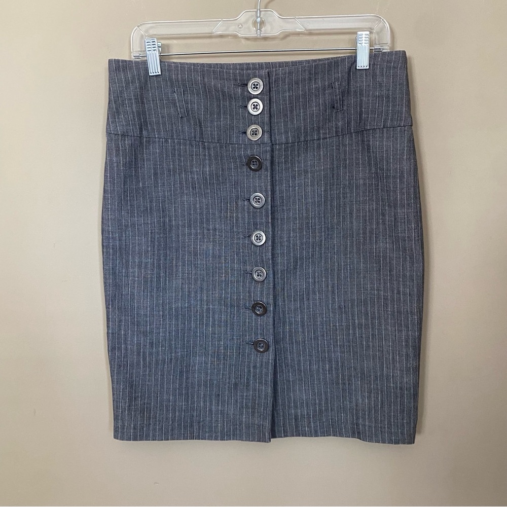 Gray Pinstripe Button Down Skirt